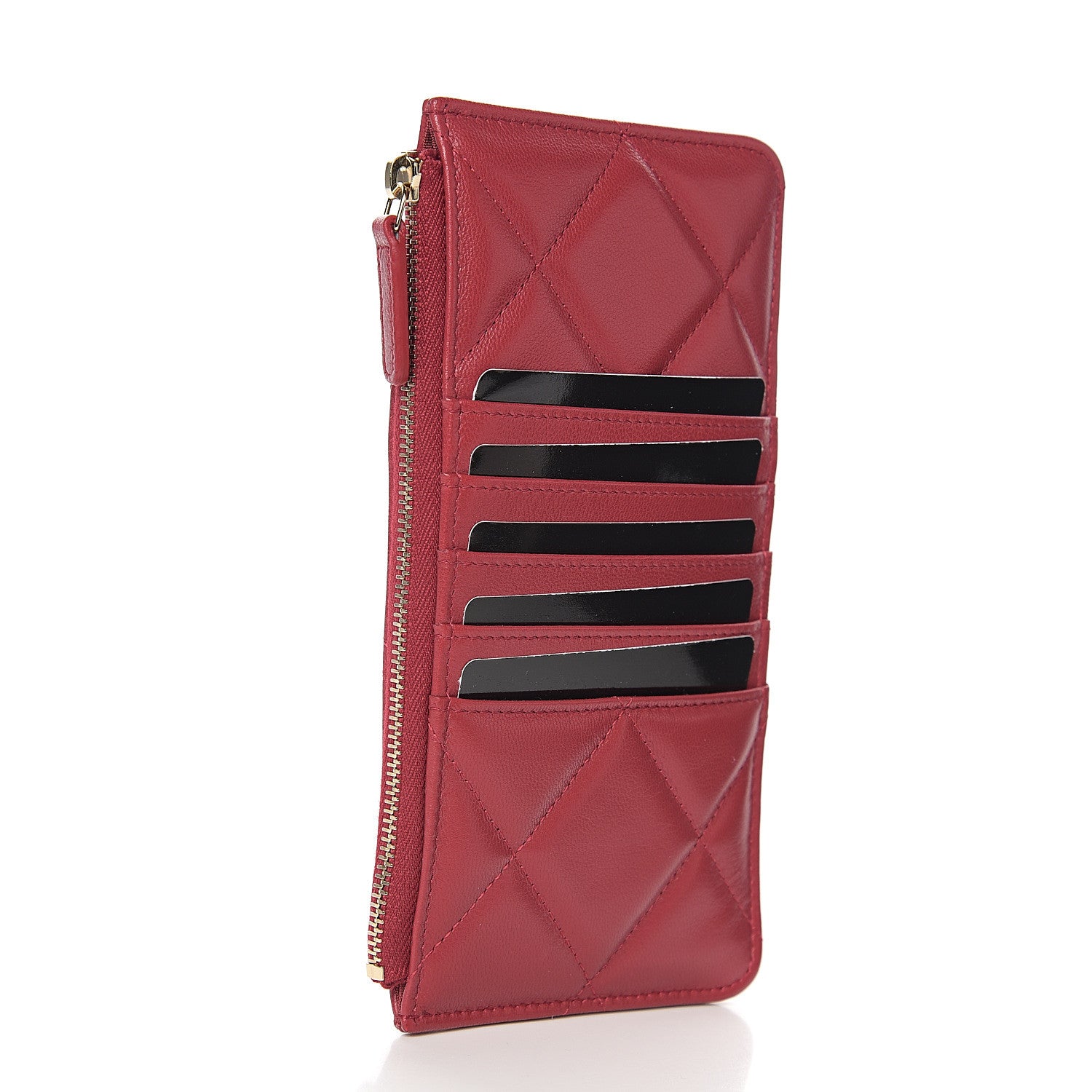 Chanel Shiny Goatskin Quilted 19 Flat Wallet Pouch Rouge 2 of 7