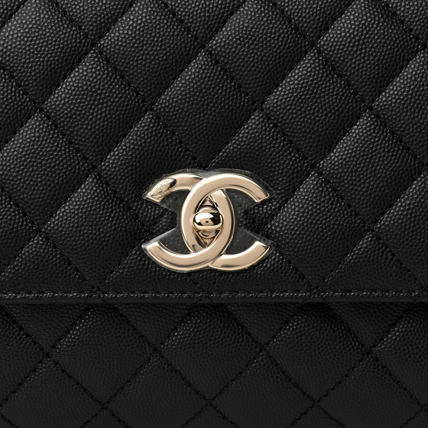 Caviar Lizard Quilted Small Coco Handle Flap Black