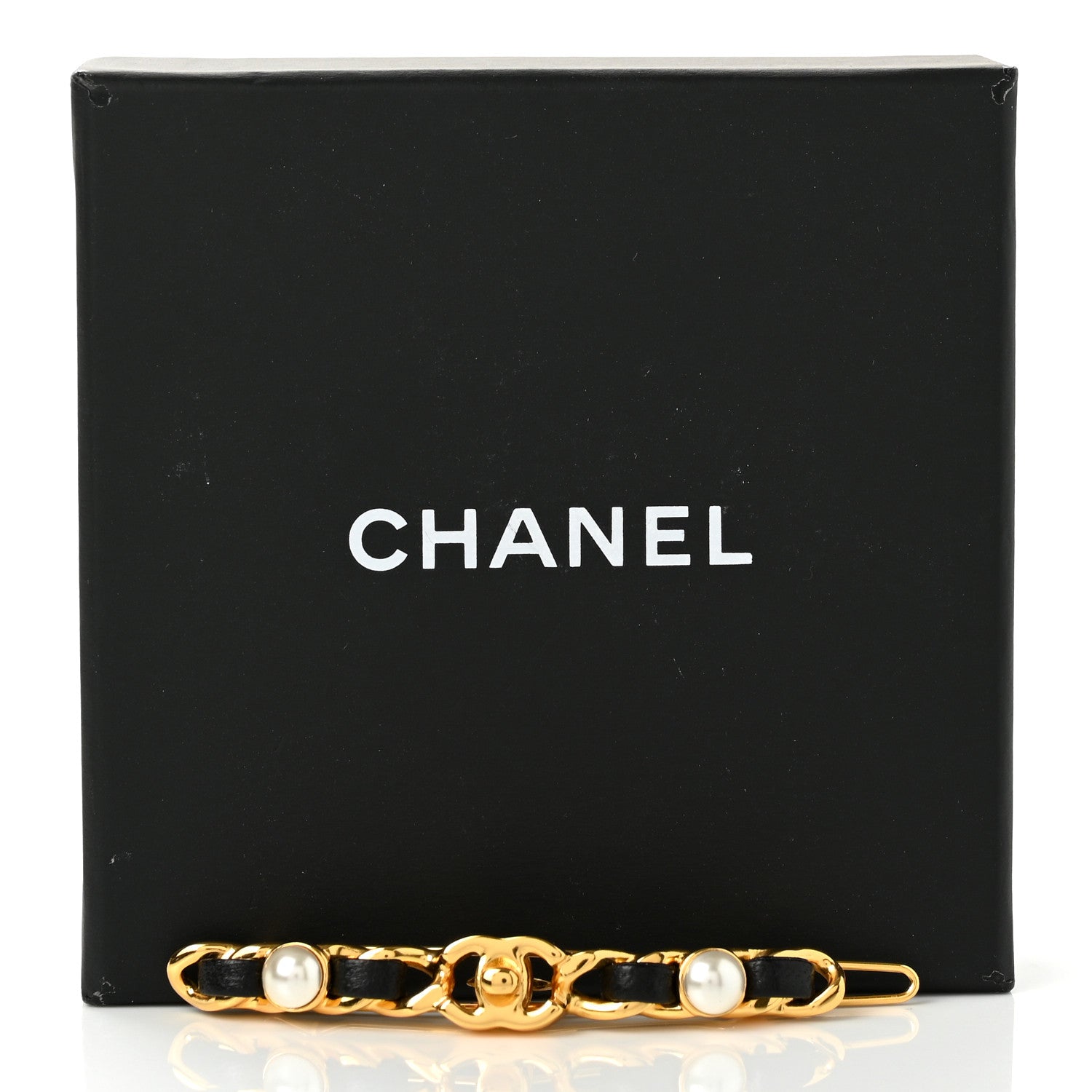Chanel Pearl Lambskin CC More Is More Hair Clip Black Gold 4 of 4