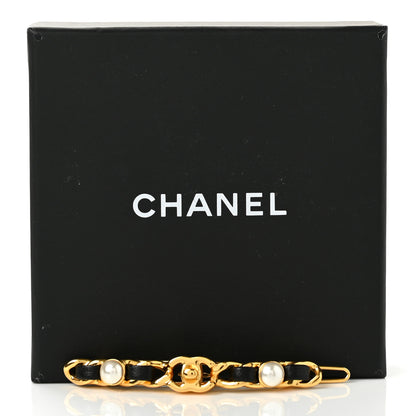 Chanel Pearl Lambskin CC More Is More Hair Clip Black Gold 4 of 4