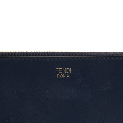 Fendi X FILA Vitello Century Mania Bi-Color FF 1974 Embossed Small Flat Clutch Nebula Blueberry Multicolor 6 of 8