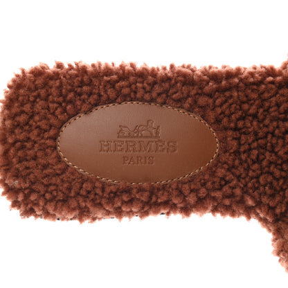 Hermes Woolskin Oran Sandals 35 Cognac 6 of 8