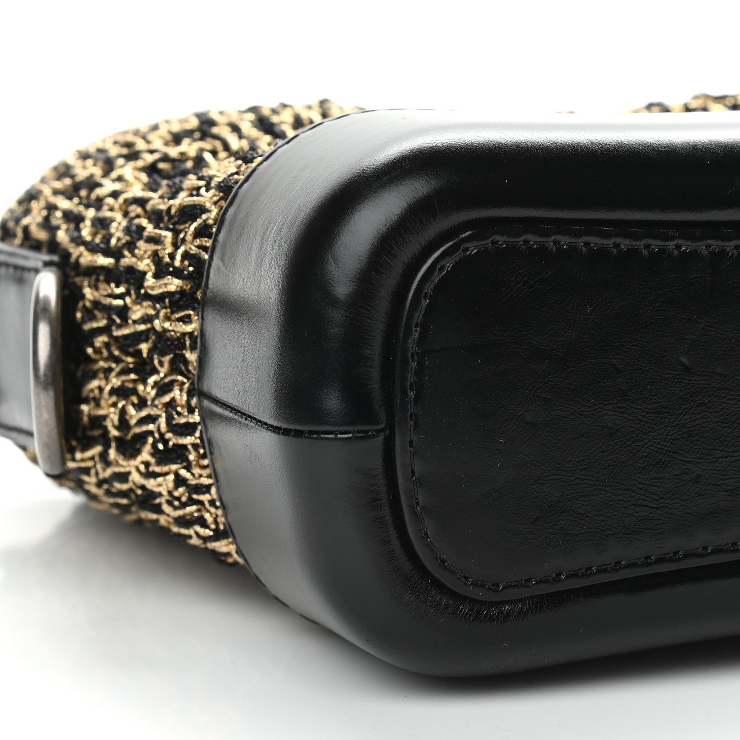 Chanel Tweed Calfskin Quilted Small Gabrielle Hobo Black Gold 6 of 9
