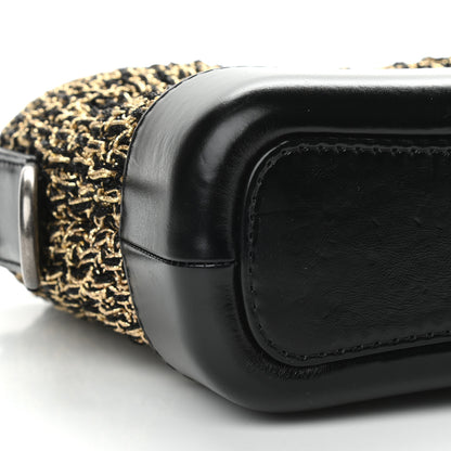 Chanel Tweed Calfskin Quilted Small Gabrielle Hobo Black Gold 6 of 9