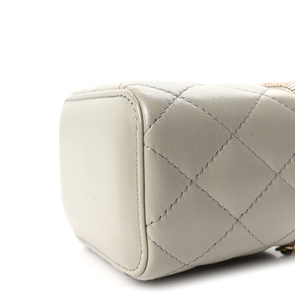 Chanel Lambskin Quilted Pearl Crush Mini Vanity Case With Chain Grey 10 of 10