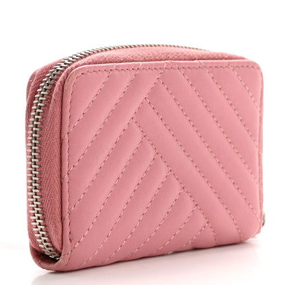 Chanel Lambskin Quilted Crossing Zip Around Coin Purse Pink 3 of 10