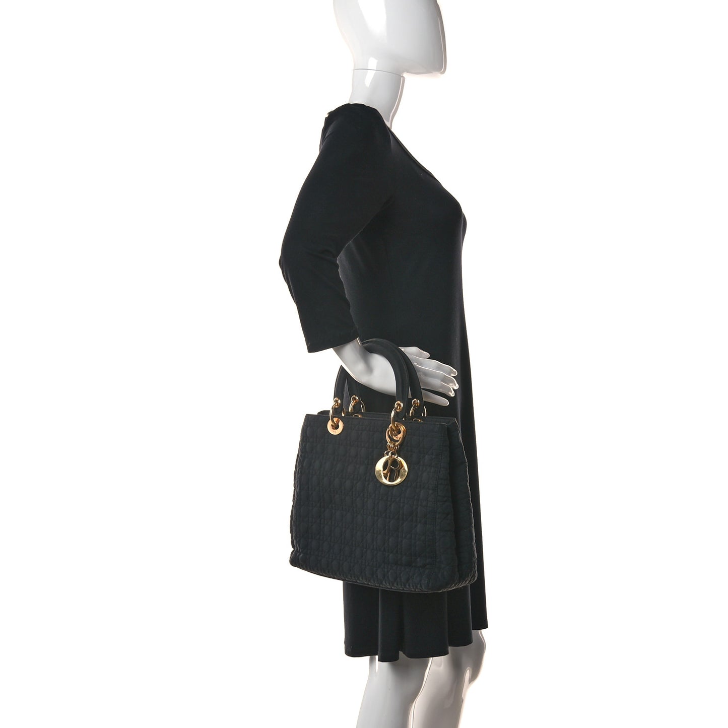 Nylon Cannage Large Lady Dior Black