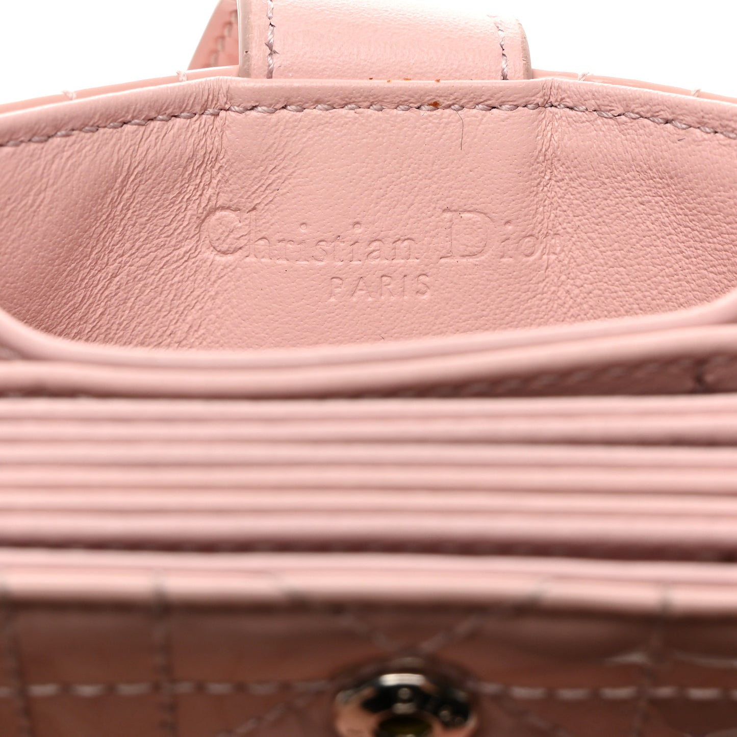 CHRISTIAN DIOR Patent Cannage Lady Dior 5-Gusset Card Holder Pink