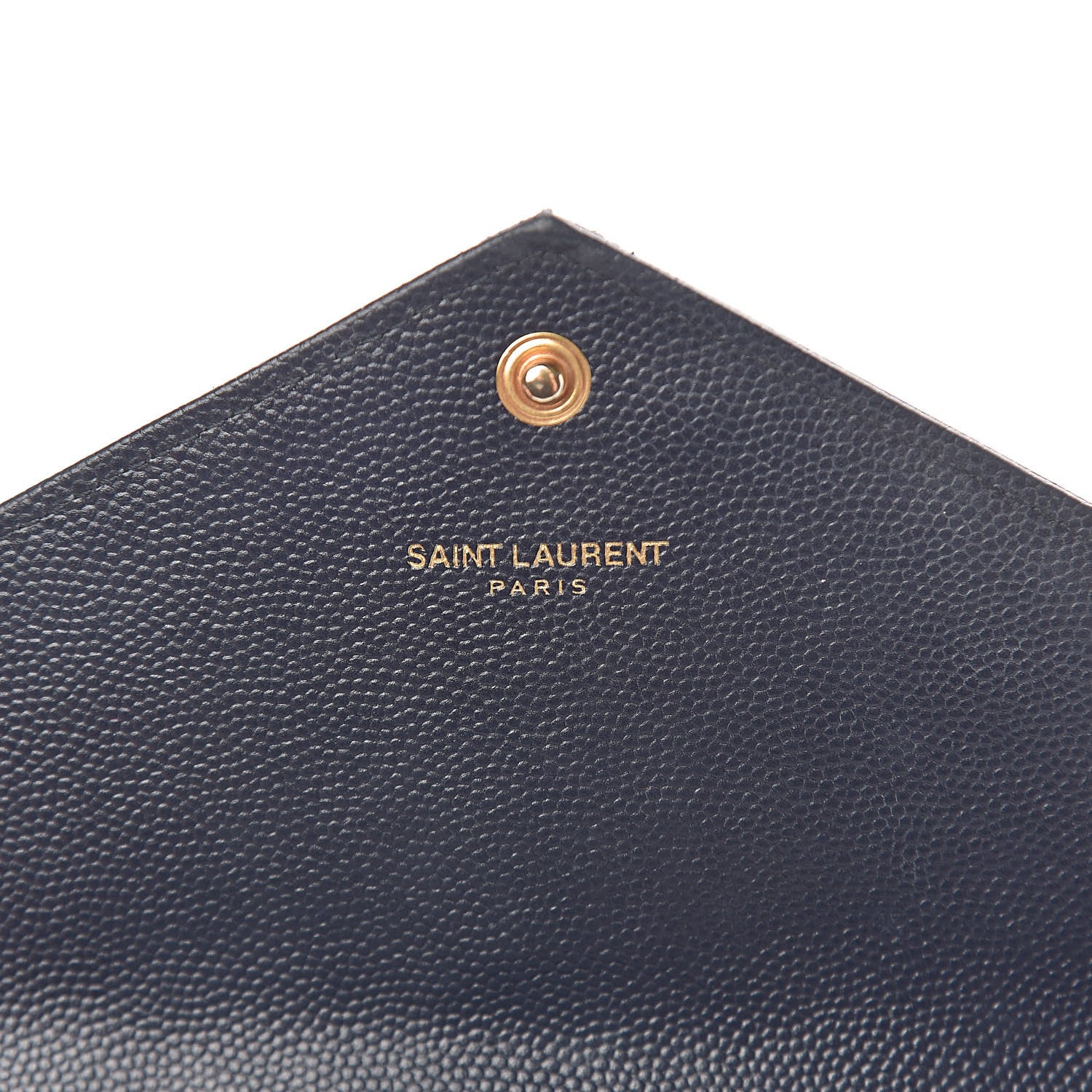 Saint Laurent Grain De Poudre Matelasse Chevron Monogram Flap Wallet Deep Marine 6 of 12