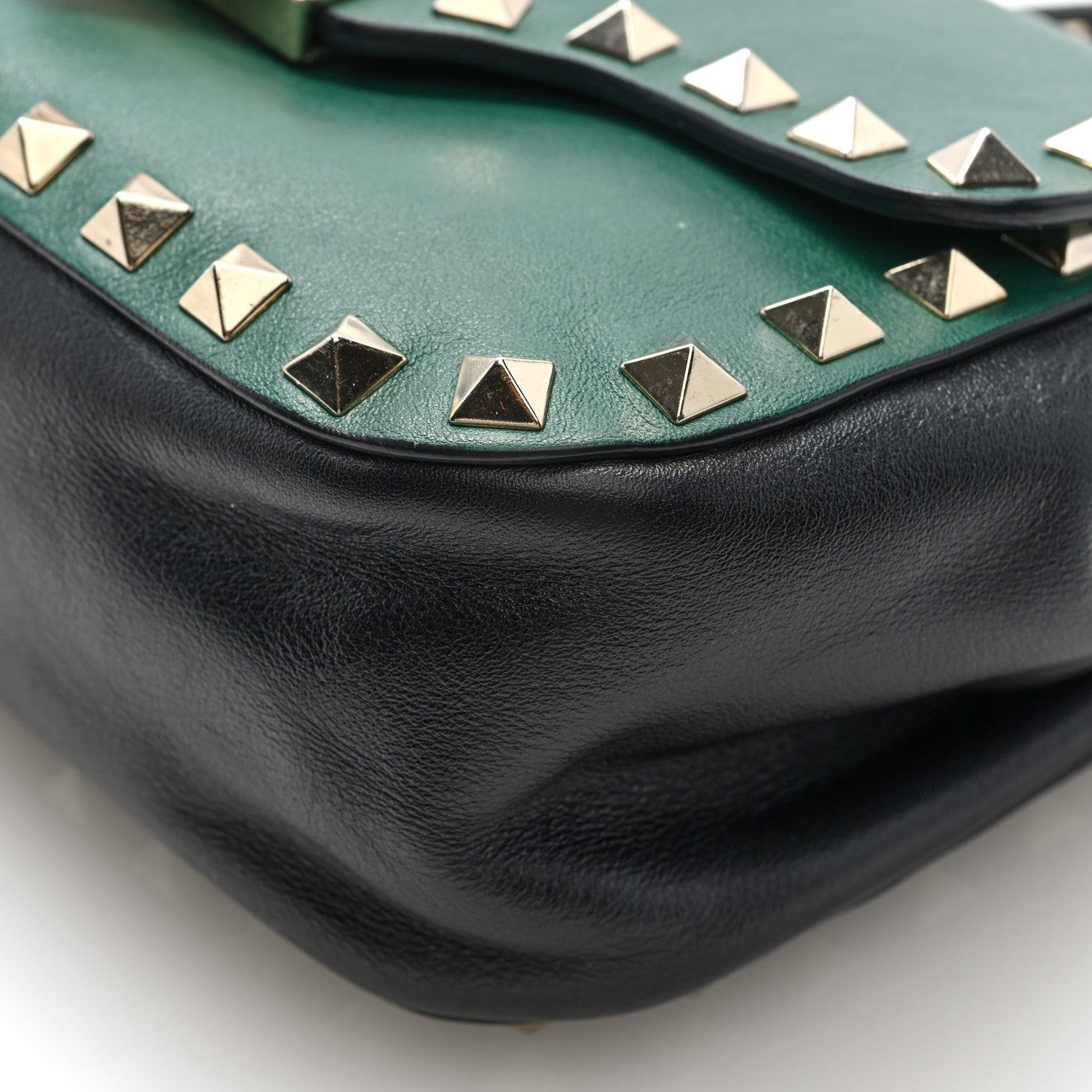 Valentino Garavani Vitello Small Rockstud Flap Saddle Bag Smeraldo Black 9 of 9