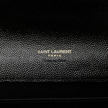 Saint Laurent Grain De Poudre Matelasse Chevron Monogram Envelope Clutch Black 6 of 6