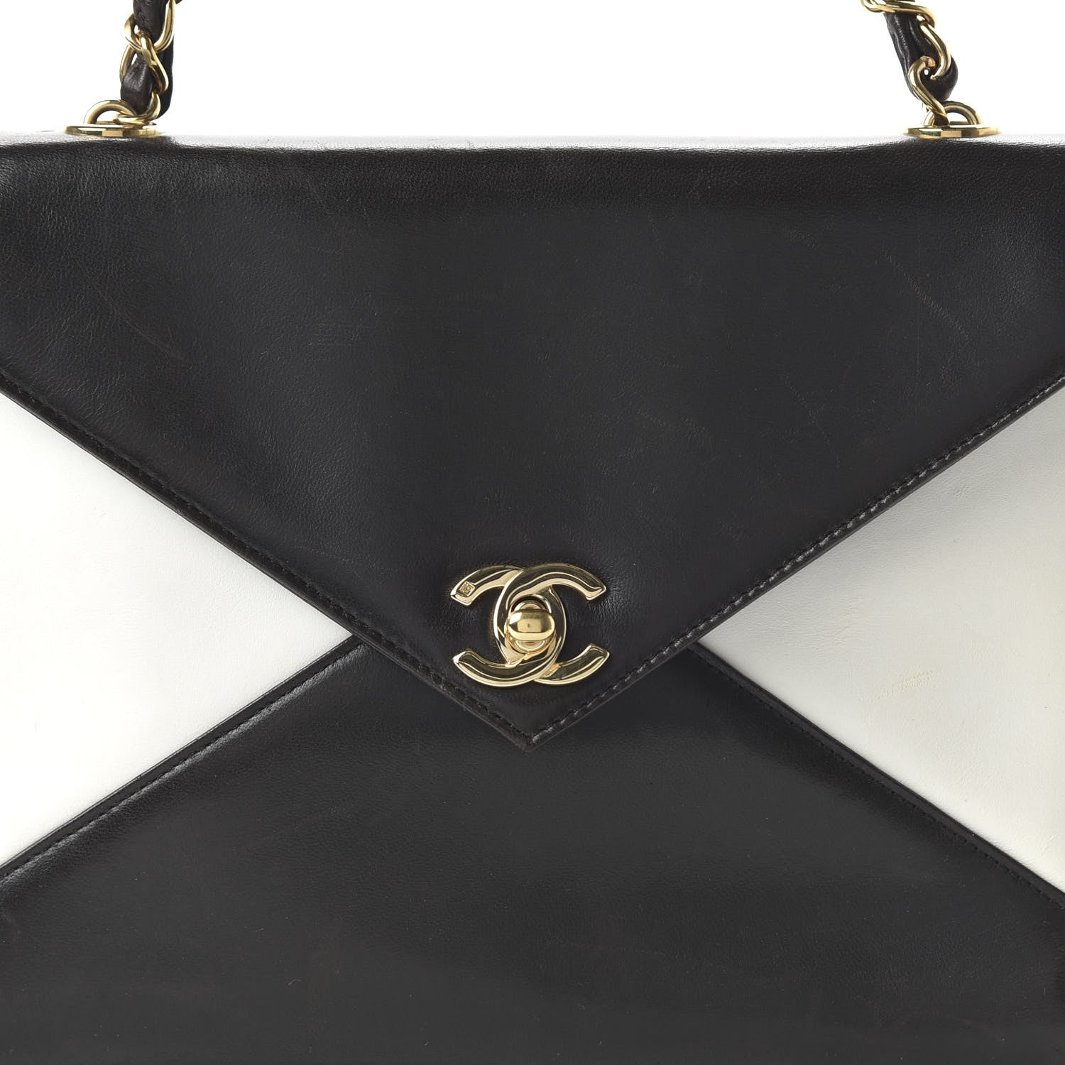 Chanel Lambskin Medium Envelope Single Flap Bag Black White 11 of 11