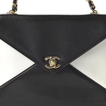 Chanel Lambskin Medium Envelope Single Flap Bag Black White 11 of 11
