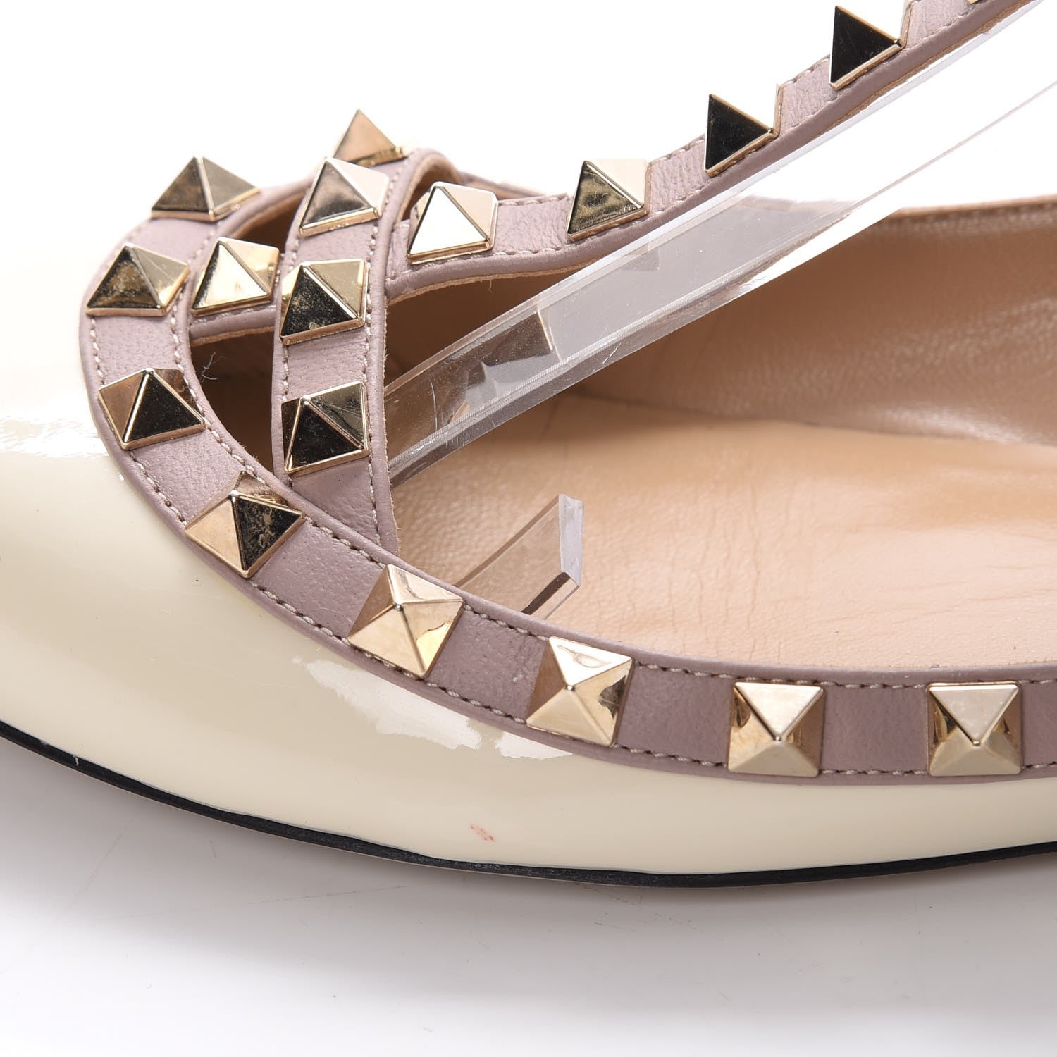 Valentino Garavani Patent Rockstud Cage Ballerina Flats 36 Light Ivory Poudre 15 of 17