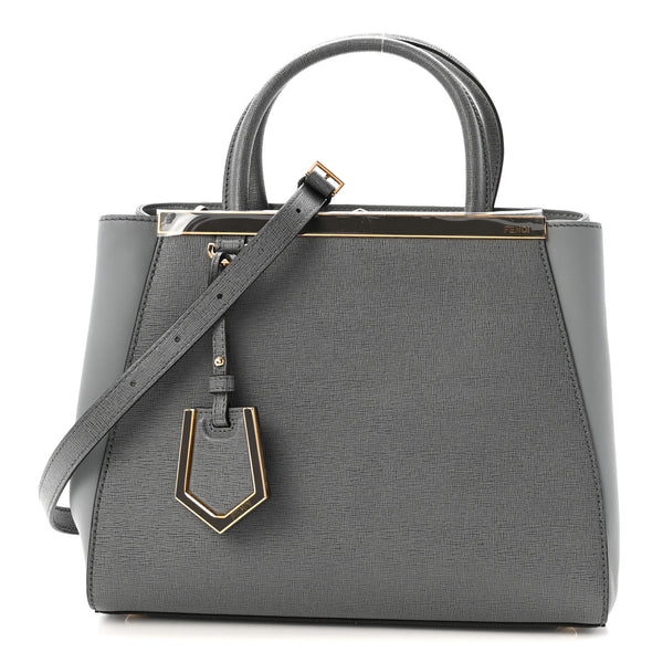 Fendi Vitello Elite Petite 2Jours Tote Grigio Grigio Chiaro