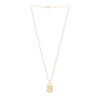 Tiffany 18K Yellow Gold Diamond Emblem Lock Pendant Necklace 3 of 5