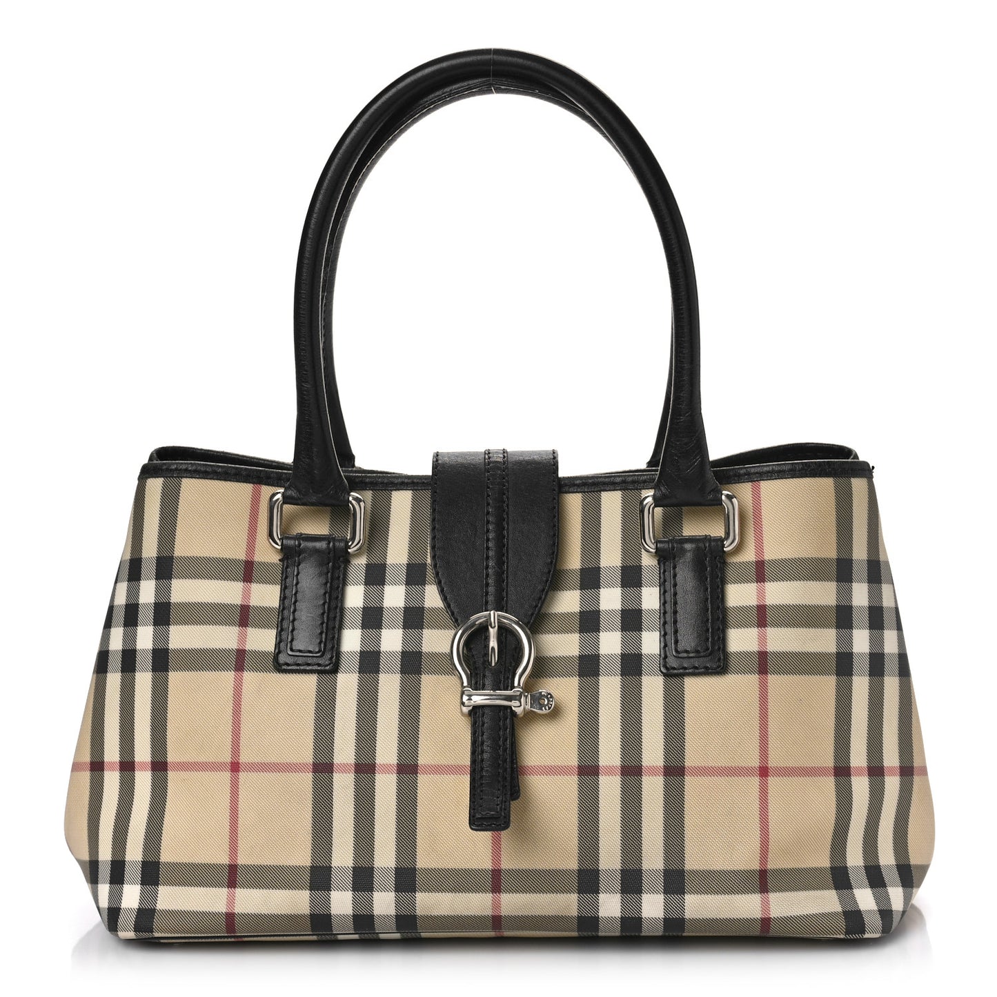 House Check Buckle Tote Black