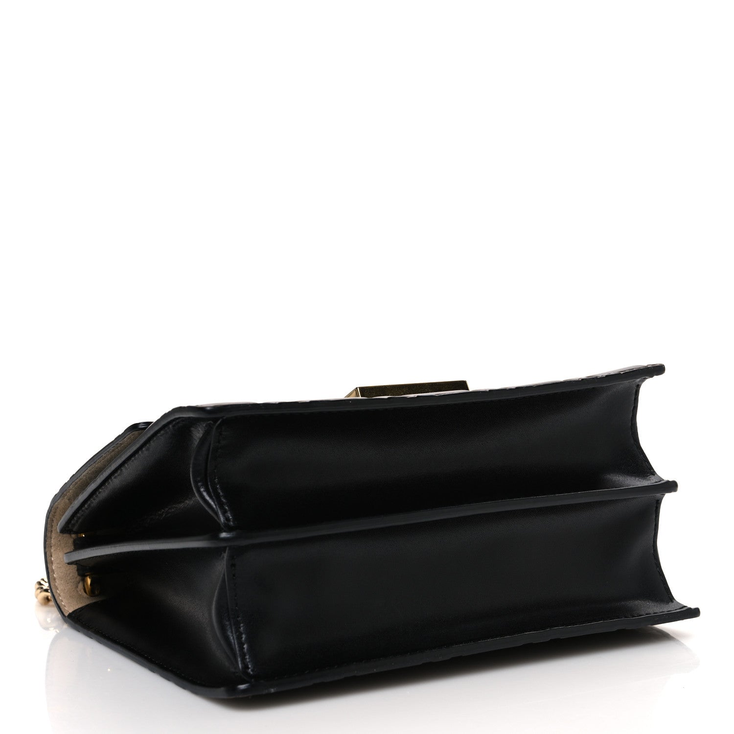 Fendi Vitello Liberty Bi-Color FF 1974 Embossed Small Kan U Shoulder Bag Maya Black 4 of 13