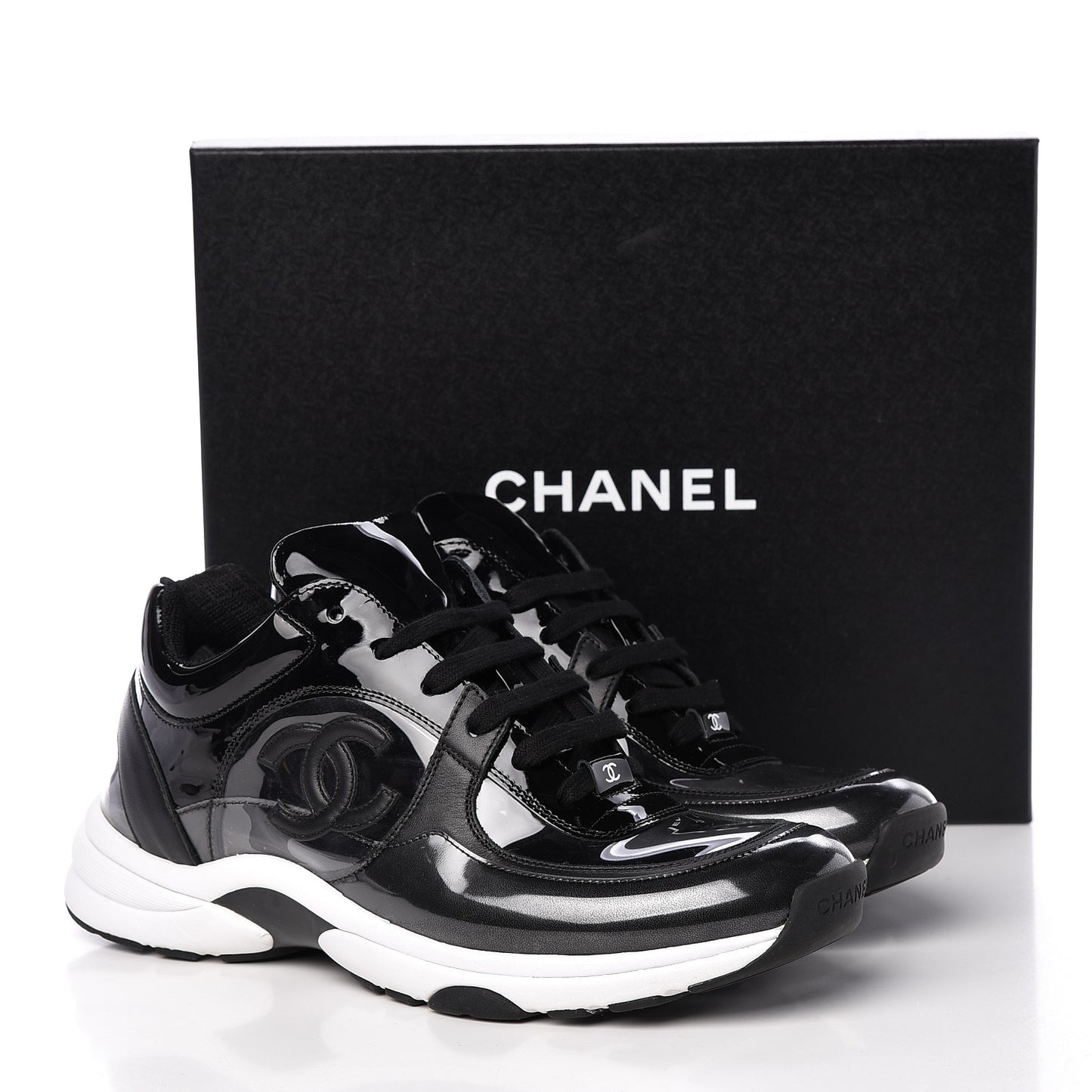 Calfskin Patent Transparent Sneakers 40.5 Black