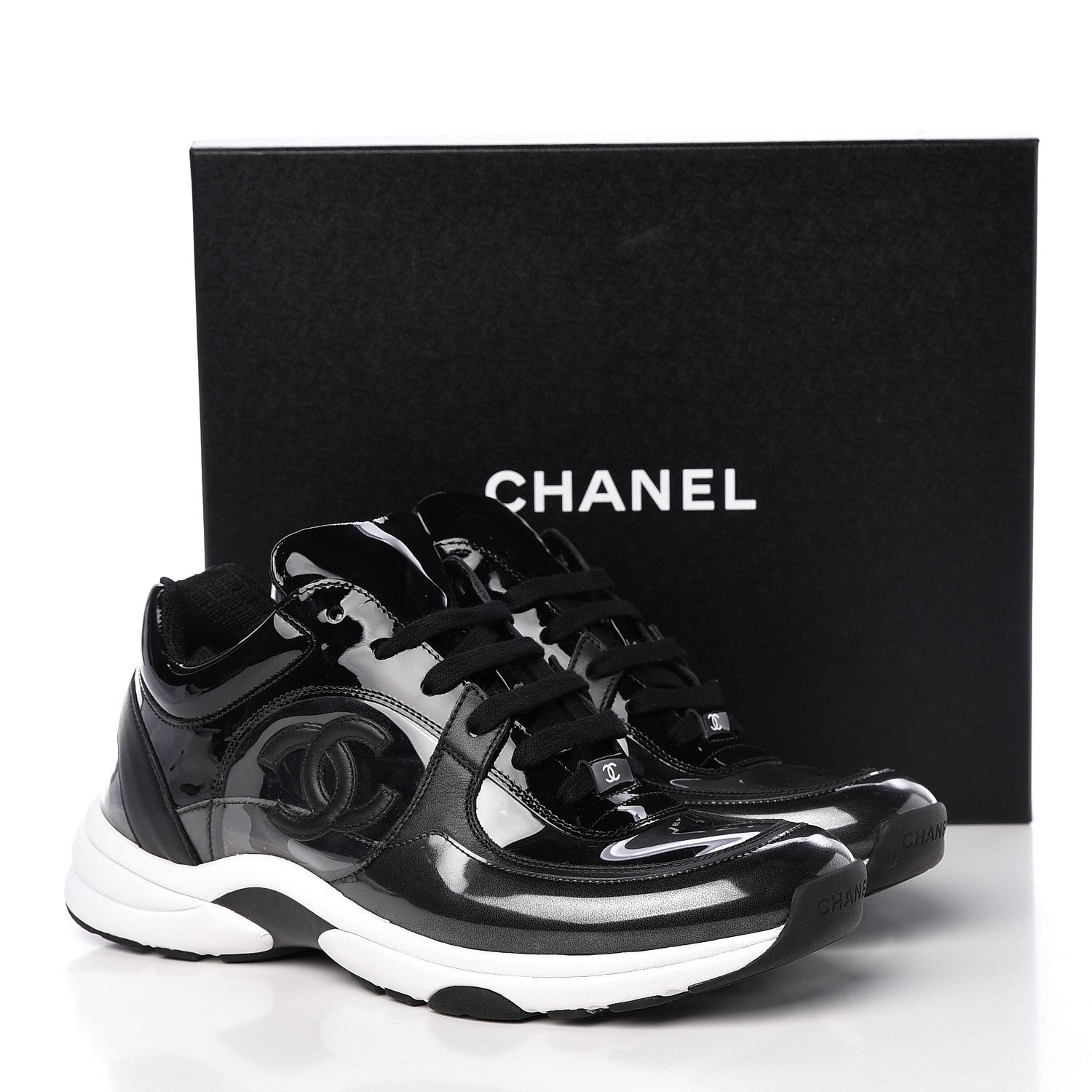 Chanel Calfskin Patent Transparent Sneakers 40.5 Black 9 of 9