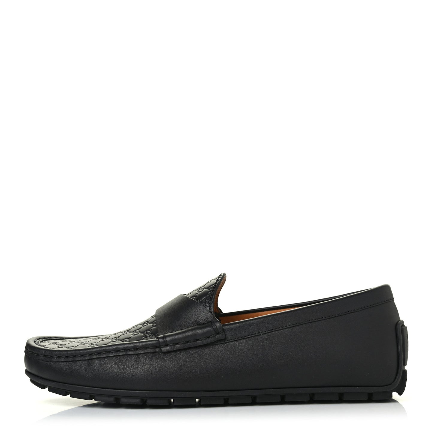 Calfskin Miro Soft Microguccissima Mens Driver Loafers 7.5 Black