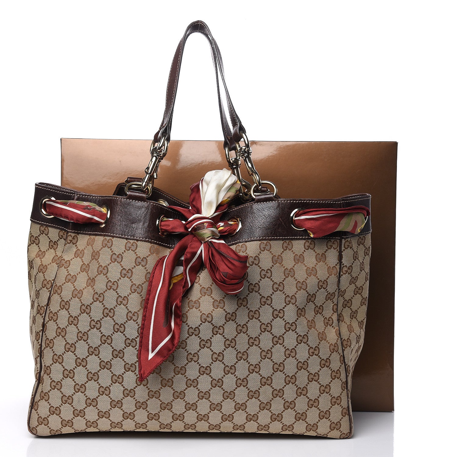 Gucci Monogram Large Positano Tote Brown 10 of 14