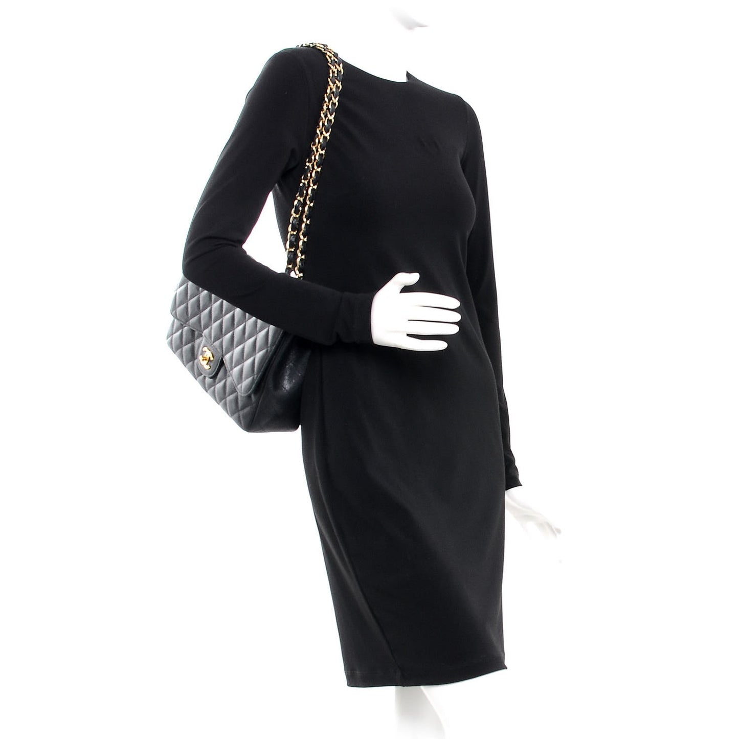 Caviar Quilted Jumbo Single Flap Black