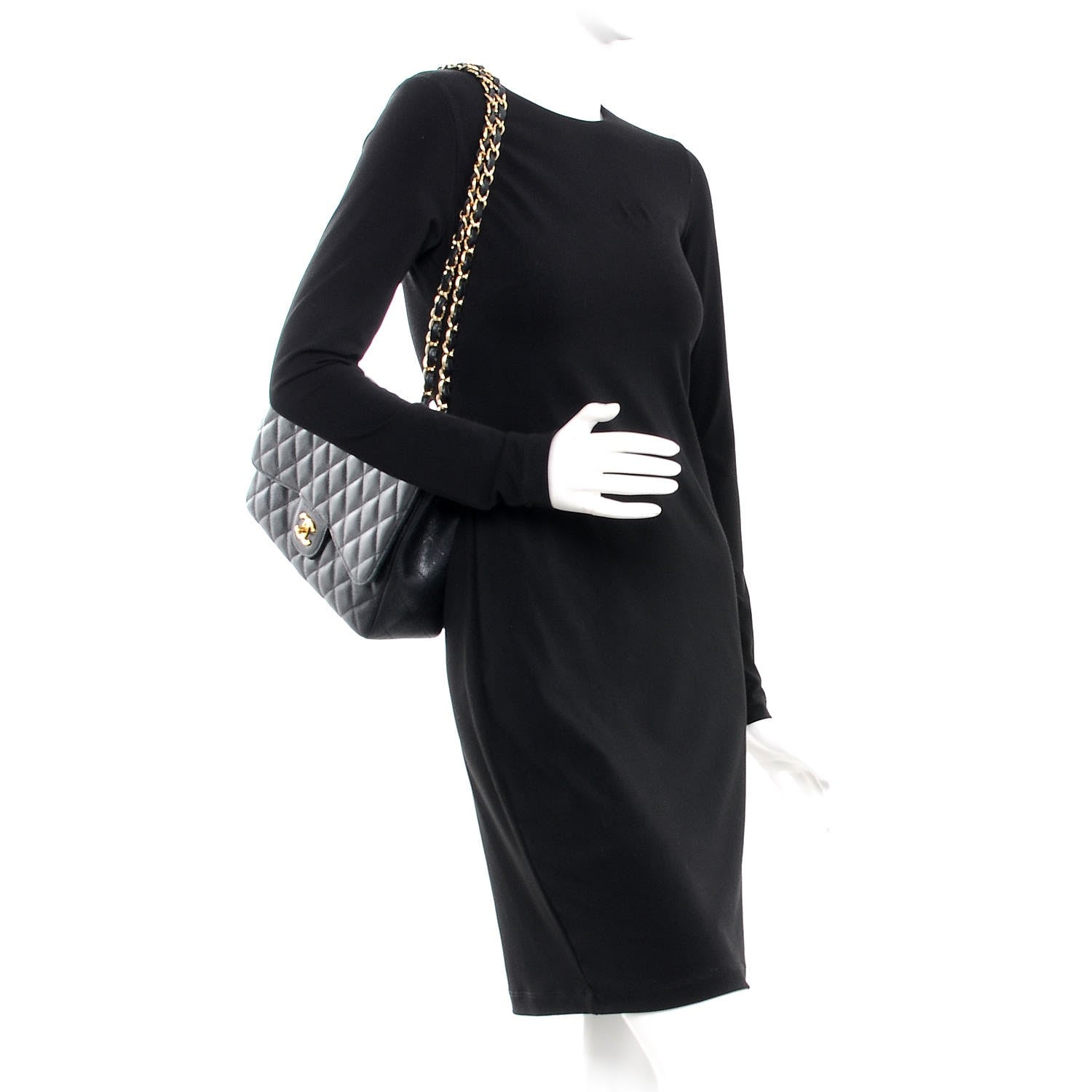 Chanel Caviar Quilted Jumbo Single Flap Black 2 of 15