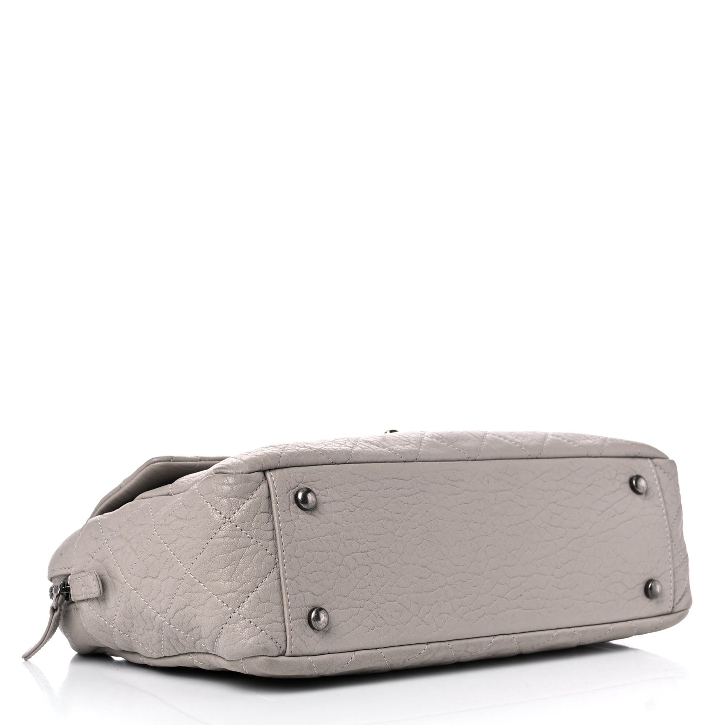 Washed Lambskin Quilted CC Travel Flap Grey