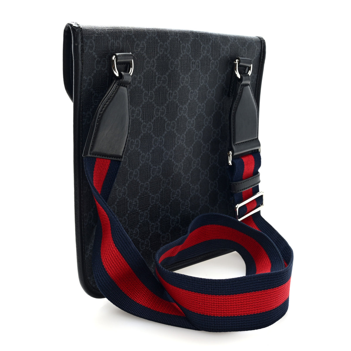 Gucci GG Supreme Monogram Web Medium Messenger Bag Black Grey 3 of 9