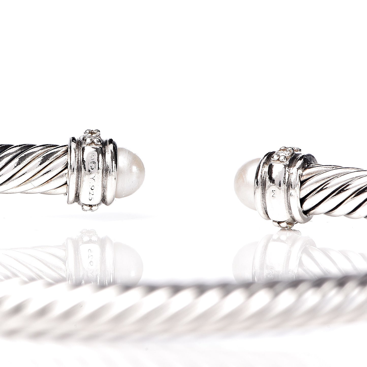 Sterling Silver Pearl Diamond 4mm Cable Classics Bracelet