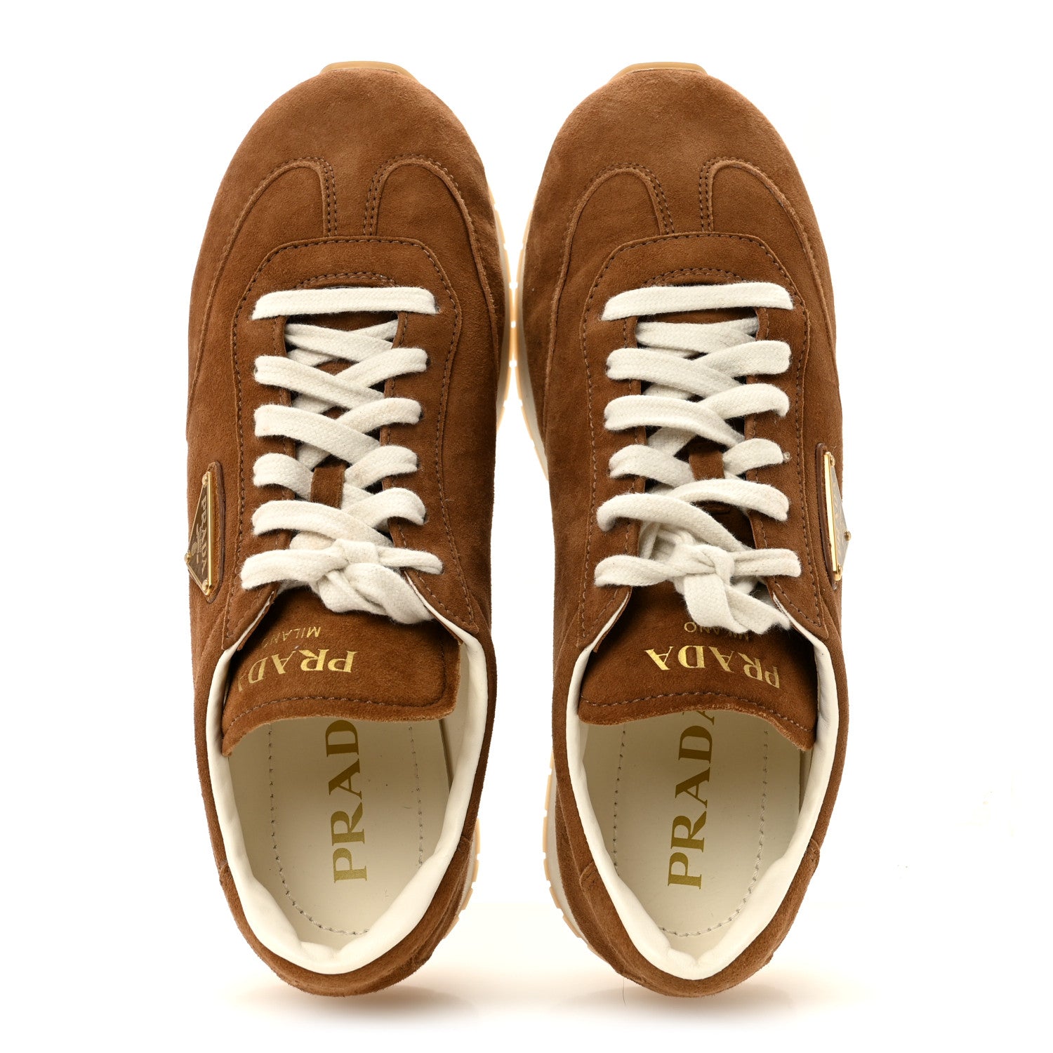 Prada Suede Logo Womens Low Top Sneakers 40 Cocoa Brown 2 of 10