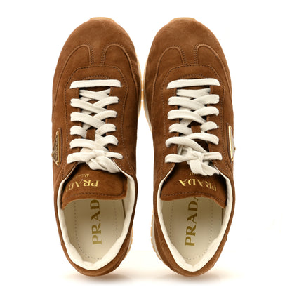 Prada Suede Logo Womens Low Top Sneakers 40 Cocoa Brown 2 of 10