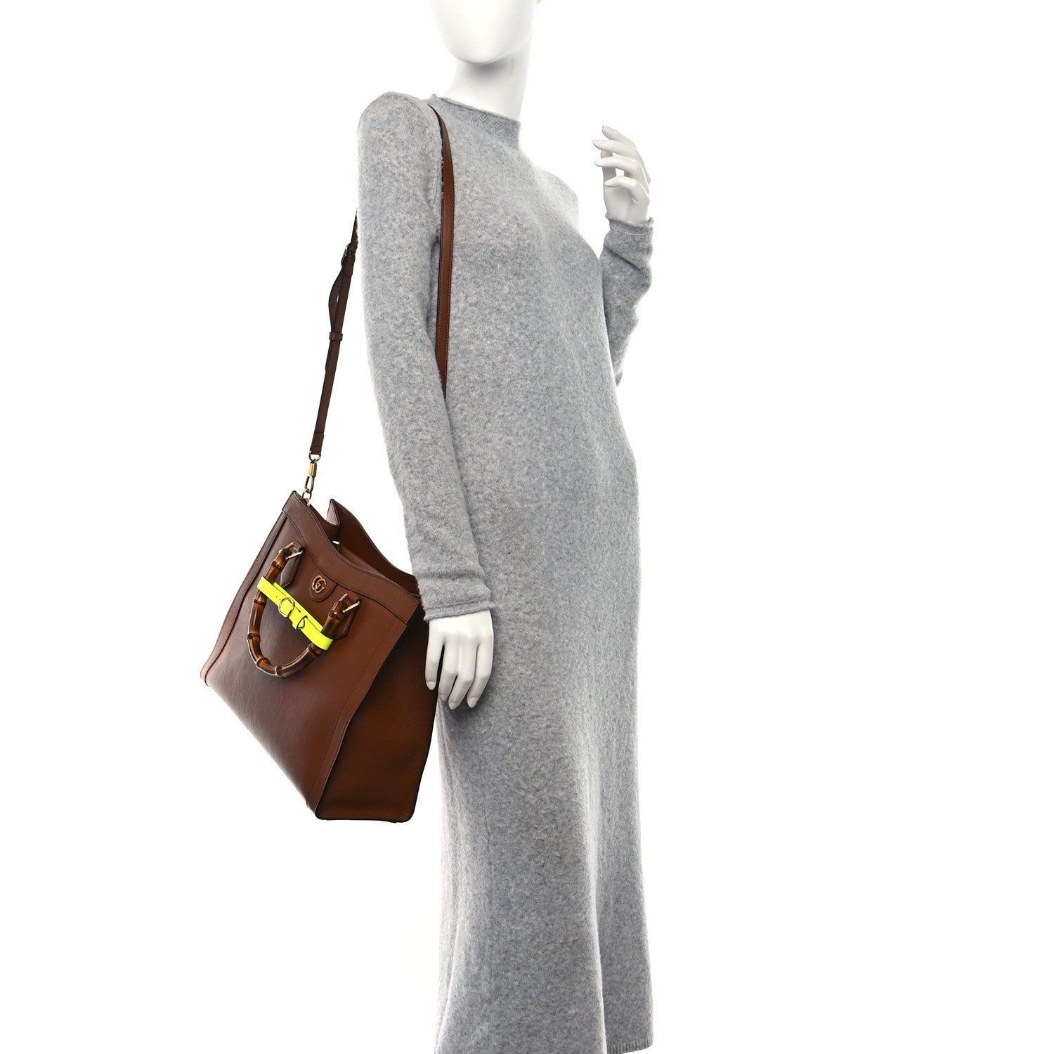Gucci Wonka Grain Calfskin Medium Diana Tote Bag Cuir Yellow Fluo 2 of 13