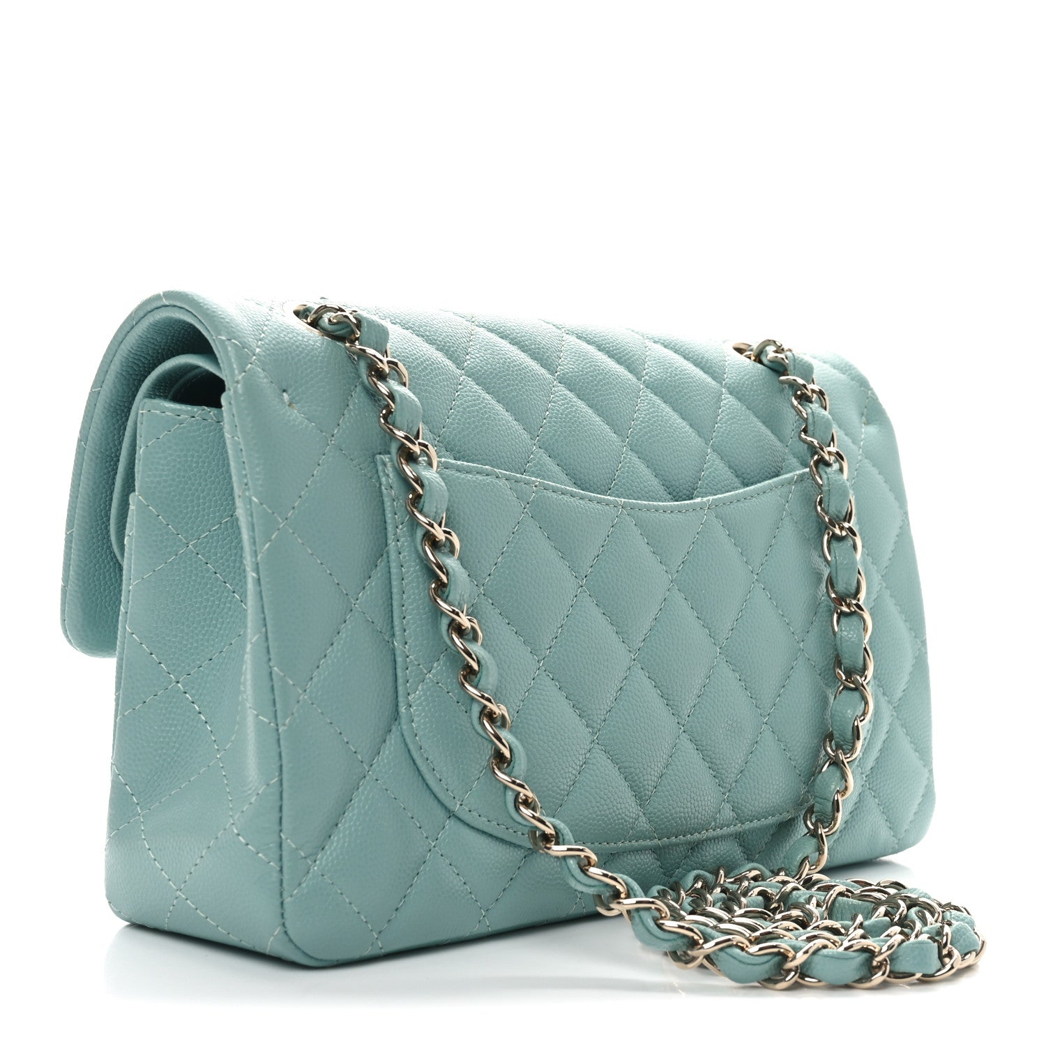 Chanel Caviar Quilted Small Double Flap Light Blue 3 of 10