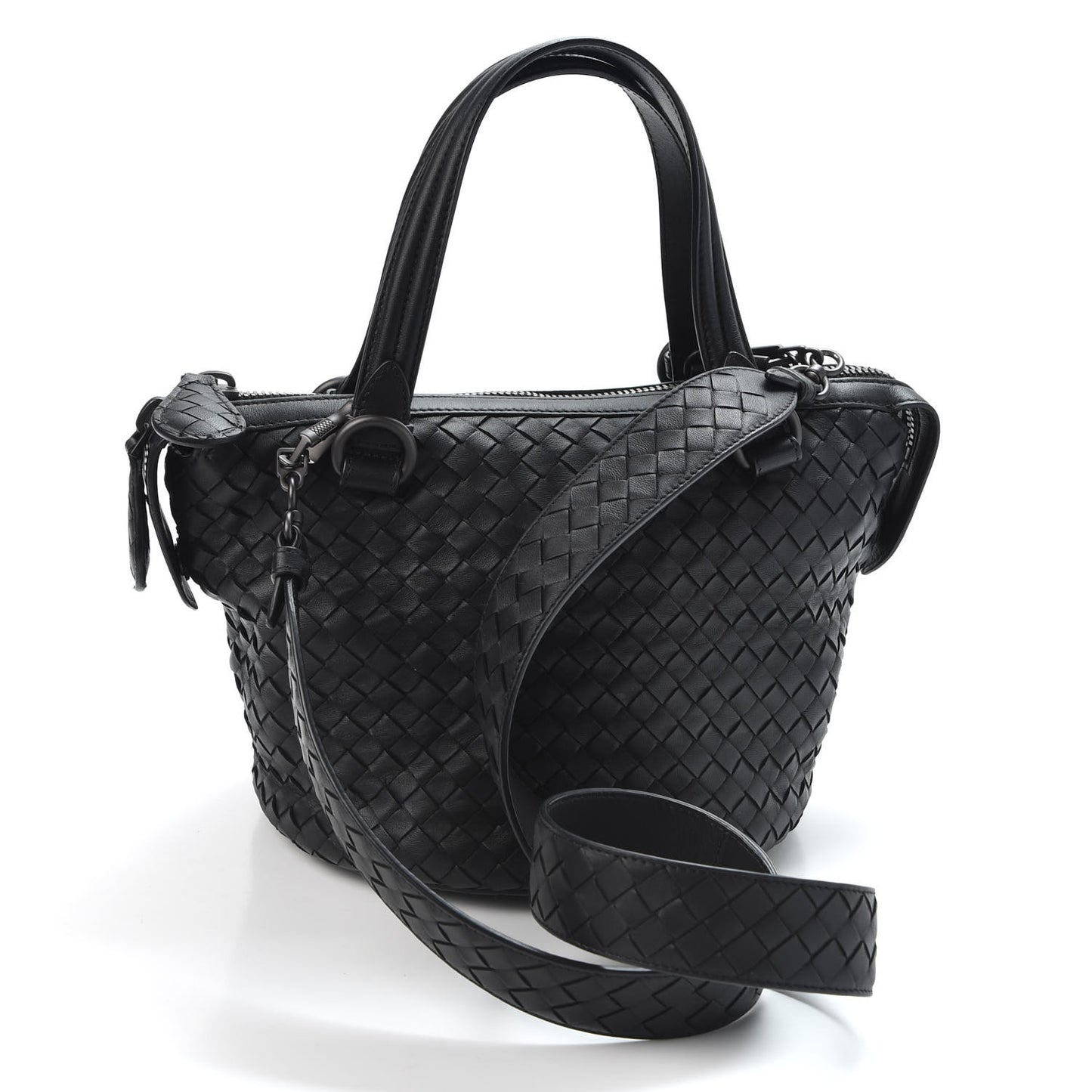 Nappa Intrecciato Shoulder Bag Black