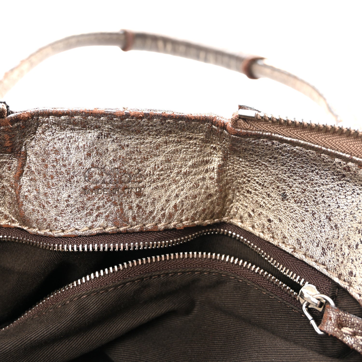 Chloe Metallic Pebbled Lambskin Medium Paddington Satchel Silver