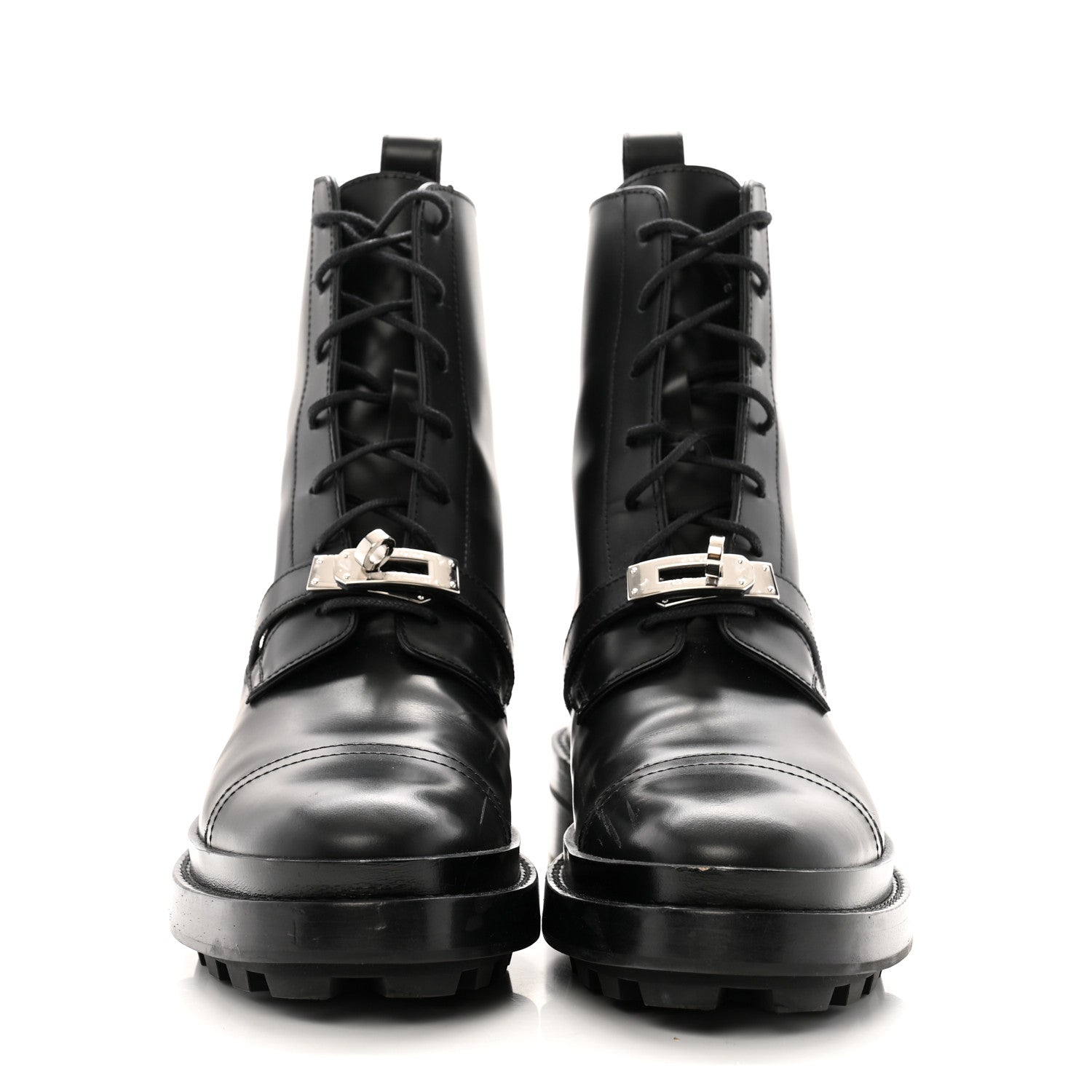 Hermes Glossed Calfskin Funk Ankle Boots 37 Black 3 of 14