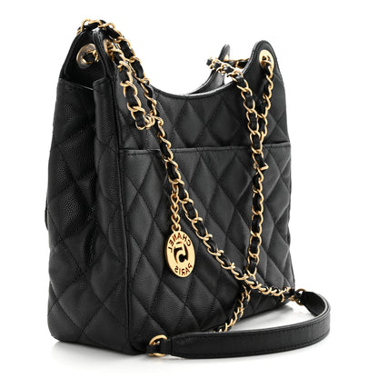 Chanel Caviar Quilted Wavy CC Hobo Black 3 of 11