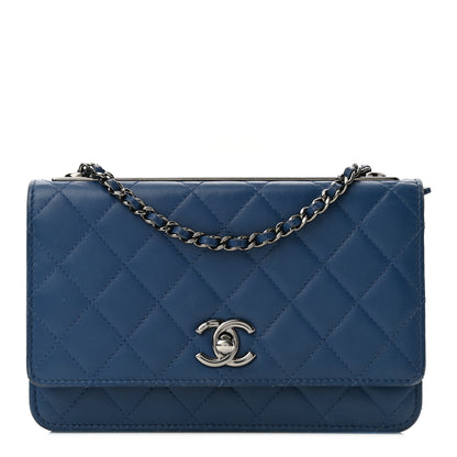 Chanel Lambskin Quilted Trendy CC Wallet On Chain WOC Blue 1 of 12