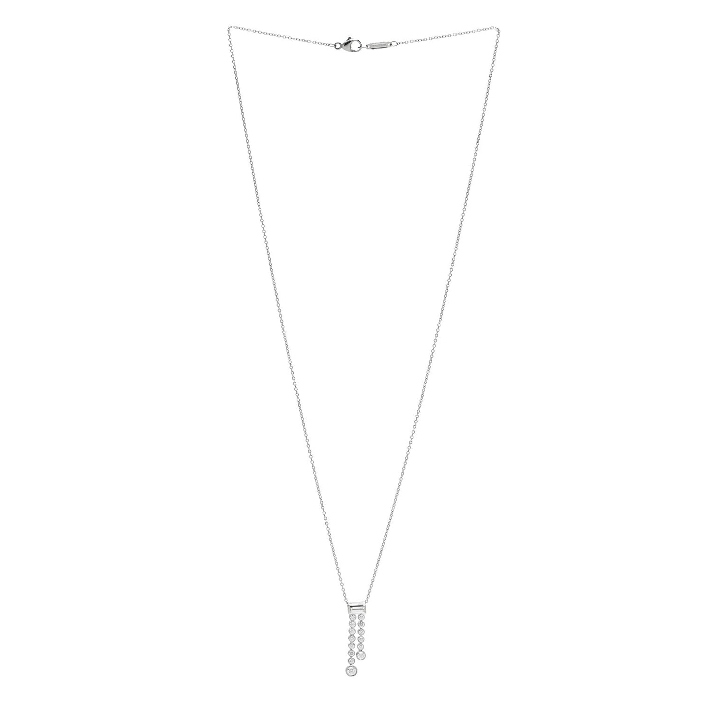 Platinum Diamond Jazz Double Drop Pendant Necklace