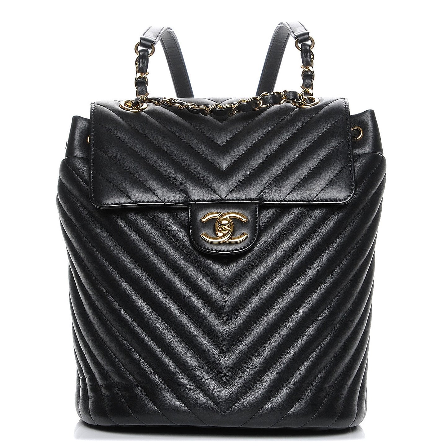 Calfskin Chevron Quilted Small Urban Spirit Backpack Black