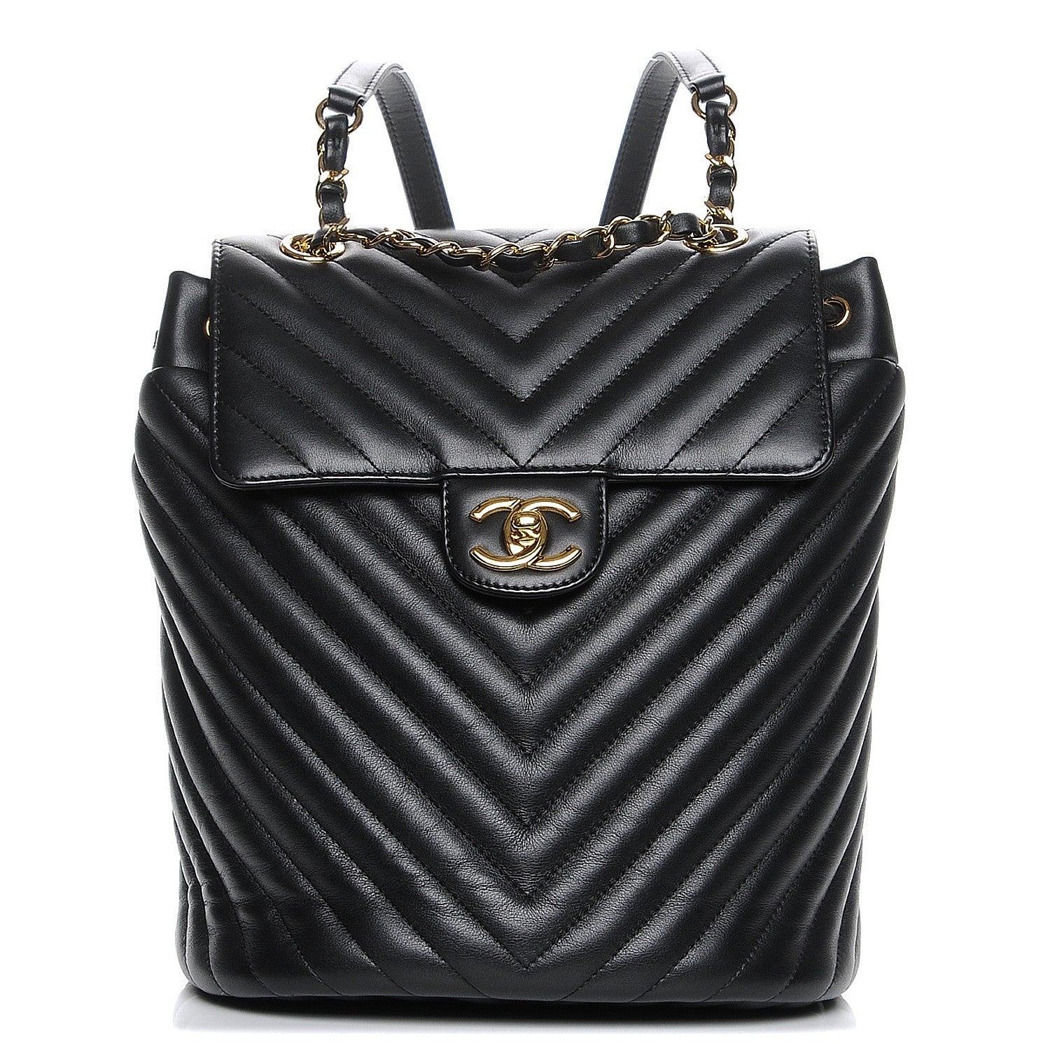 Chanel Calfskin Chevron Quilted Small Urban Spirit Backpack Black 1 of 8
