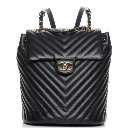 Chanel Calfskin Chevron Quilted Small Urban Spirit Backpack Black 1 of 8