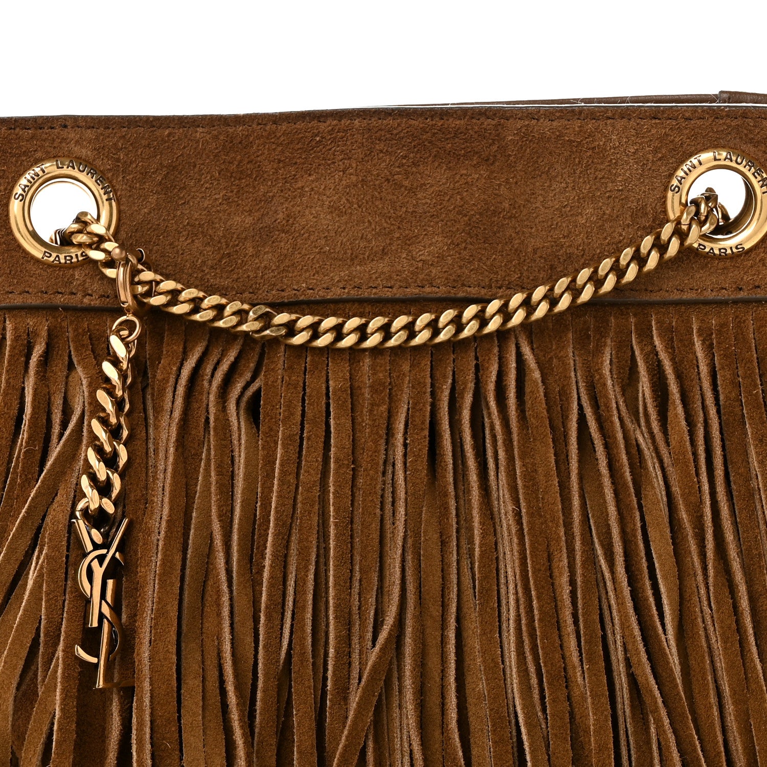 Saint Laurent Suede Calfskin Small Grace Fringed Hobo Bag Light Ocre 8 of 10