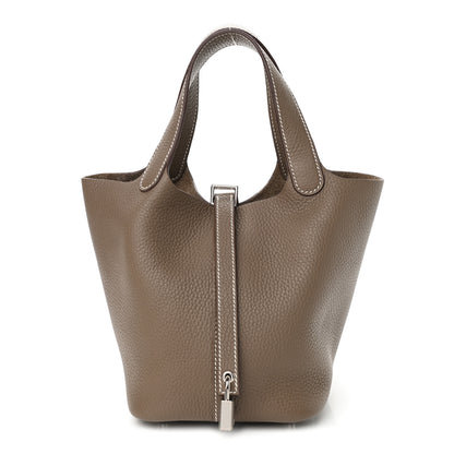Hermes Taurillon Clemence Picotin Lock 18 PM Etoupe 1 of 8