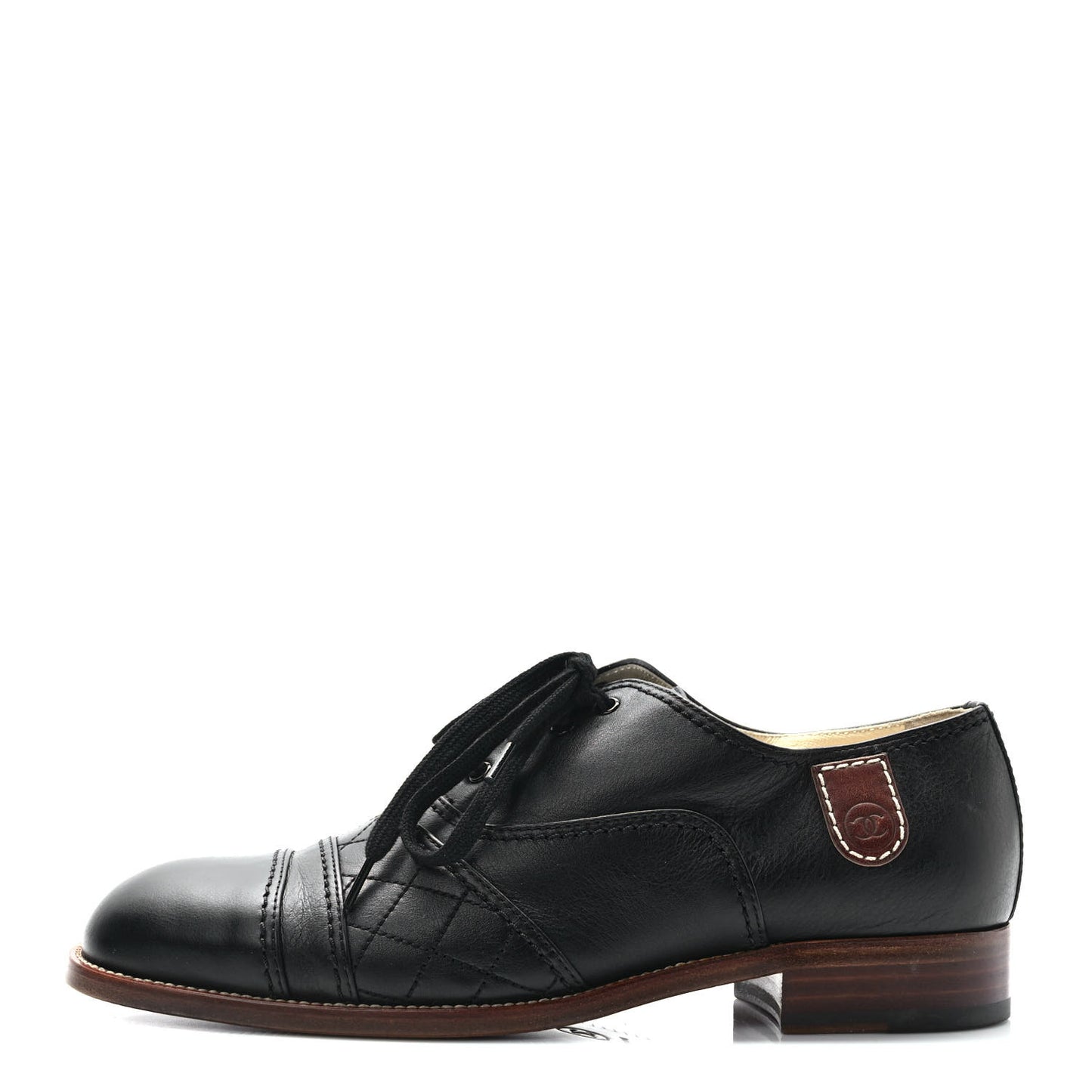 Calfskin Quilted CC Lace Up Oxfords 40.5 Black