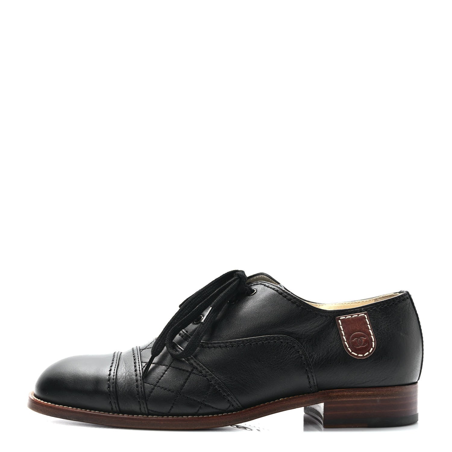 Chanel Calfskin Quilted CC Lace Up Oxfords 40.5 Black 1 of 8