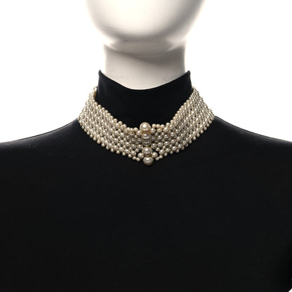 Chanel Pearl Multi Strand Choker Necklace Gold 2 of 5