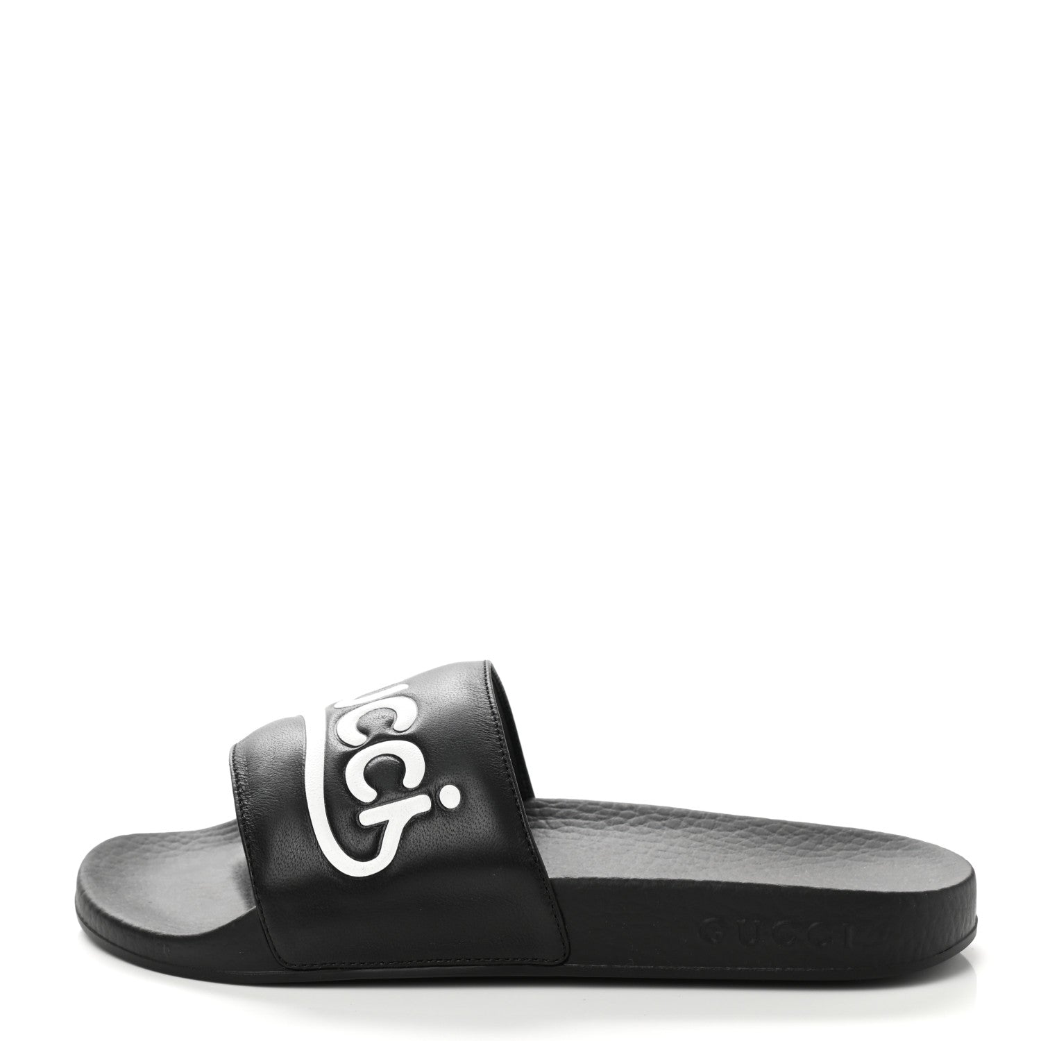 Gucci Nappa Cat Logo Womens Pursuit Slide Sandals 37 Black 1 of 7
